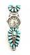 Native American Sterling Silver Hand Made Cluster Turquoise Ladies Watch