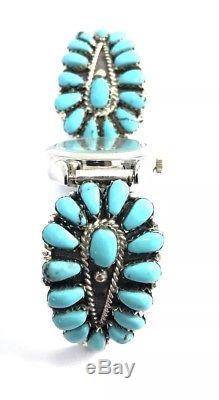 Native American Sterling Silver Hand Made Cluster Turquoise Ladies Watch
