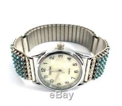 Native American Sterling Silver Hand Made Sleeping Beauty Turquoise Mans Watch