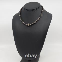 Native American Sterling Silver Hand Made Stamped Beads & Heishi Shell Necklace