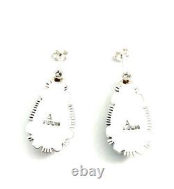 Native American Sterling Silver Navajo Hand Made Kingman Turquoise Earring