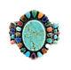 Native American Sterling Silver Navajo Hand Made Multicoloured Cuff Bracelet