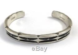 Native American Sterling Silver Navajo Hand Made Old Look Silver Cuff Bracelet