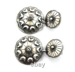 Native American Sterling Silver Navajo Hand Made Old Look Stamp Earring