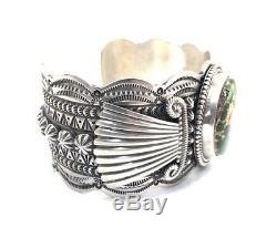 Native American Sterling Silver Navajo Hand Made Royston Turquoise Cuff Bracelet