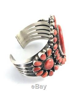 Native American Sterling Silver Navajo Hand Made Spiny Oyster Cuff Bracelet