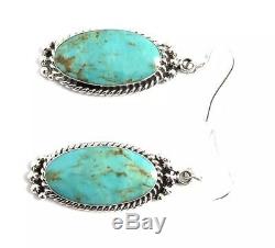 Native American Sterling Silver Navajo Hand Made Turquoise Dangle Earring