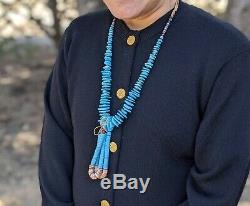 Native American Turquoise Jacla Necklace Heishi Beads Hand Made Navajo Jewelry