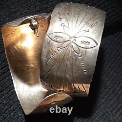 Native Made Sterling Silver Earrings Hand Made Etched South West USA Jewelry