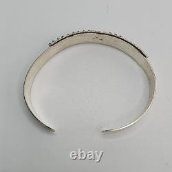 Native Made Sterling Silver Turquoise Needlepoint Cuff Bracelet. Signed
