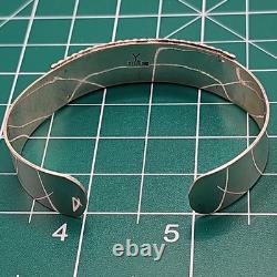 Native Made Sterling Silver Turquoise Needlepoint Cuff Bracelet. Signed