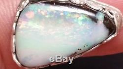Natural Boulder Opal Ring (925 Sterling Silver) Size 9 Hand Made