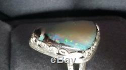 Natural Boulder Opal Ring (925 Sterling Silver) Size 9 Hand Made