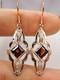Natural Garnet Rose Plated Sterling Silver Victorian Earrings (Custom-Made) E6