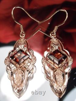 Natural Garnet Rose Plated Sterling Silver Victorian Earrings (Custom-Made) E6