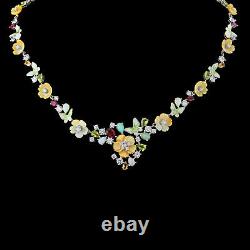 Natural Opal, Garnet, Mother of Pearls, Silver 925 NECKLACE, Made In Thailand