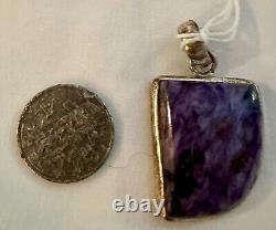 Natural Siberian Charoite Hand Cut N Hand Made 925 Sterling Silver Pendant