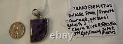 Natural Siberian Charoite Hand Cut N Hand Made 925 Sterling Silver Pendant