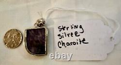 Natural Siberian Charoite Hand Cut N Hand Made 925 Sterling Silver Pendant