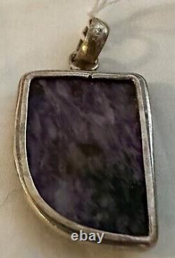 Natural Siberian Charoite Hand Cut N Hand Made 925 Sterling Silver Pendant