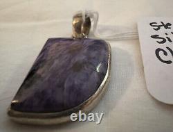 Natural Siberian Charoite Hand Cut N Hand Made 925 Sterling Silver Pendant