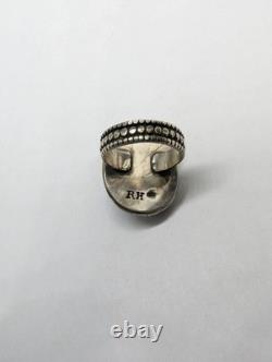 Natural Turquoise Nugget Artisan Hand Made Sterling Silver Ring sz7.75. A23f