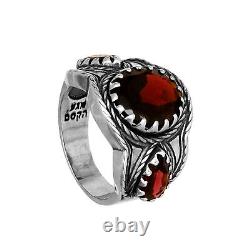 Natural Wine Red Garnet Gemstone Ring Sterling Silver Hand Made Israel Jewelry