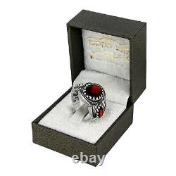 Natural Wine Red Garnet Gemstone Ring Sterling Silver Hand Made Israel Jewelry