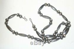 Navajo 26 Silver Hand Made Bench Bead Necklace Native Old Pawn Fred Harvey Era