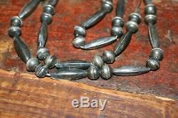 Navajo 26 Silver Hand Made Bench Bead Necklace Native Old Pawn Fred Harvey Era