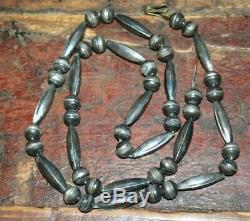 Navajo 26 Silver Hand Made Bench Bead Necklace Native Old Pawn Fred Harvey Era