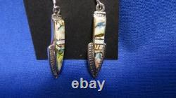 Navajo Bench Made Sterling Silver Brilliant Color Flash Spiderweb Opal Earrings