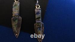 Navajo Bench Made Sterling Silver Brilliant Color Flash Spiderweb Opal Earrings