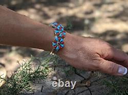 Navajo Cuff Bracelet Turquoise Coral Sterling Silver Hand Made Jewelry sz 6.25