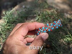 Navajo Cuff Bracelet Turquoise Coral Sterling Silver Hand Made Jewelry sz 6.25