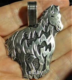 Navajo Hand-MadeRICHARD SINGERLarge Sterling Silver Horse Pendant 2-1/2