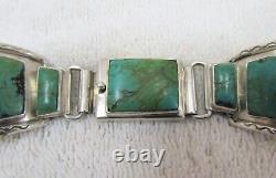 Navajo Indian Custom Made Sterling Silver Royston Turquoise Watch Tips Bracelet