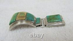 Navajo Indian Custom Made Sterling Silver Royston Turquoise Watch Tips Bracelet