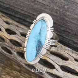 Navajo Kingman Turquoise Sterling Silver Ring Size 9 Native American Made in USA