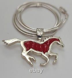 Navajo Made. 925 Sterling Silver Horse with Inlay &. 925 Chain By B. Nighthorse