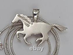 Navajo Made. 925 Sterling Silver Horse with Inlay &. 925 Chain By B. Nighthorse