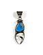 Navajo Made High grade Bisbee & White Buffalo Turquoise Sterling Silver Pendant