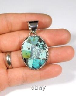 Navajo Made Royston Turquoise Sterling Silver Men's, Woman Pendant Necklace
