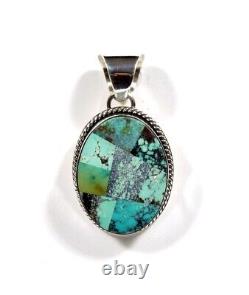 Navajo Made Royston Turquoise Sterling Silver Men's, Woman Pendant Necklace