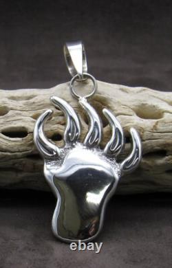 Navajo Made Sterling Silver Bearpaw Pendant+