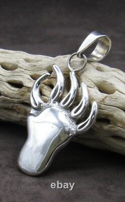 Navajo Made Sterling Silver Bearpaw Pendant+