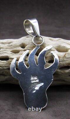 Navajo Made Sterling Silver Bearpaw Pendant+
