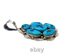 Navajo Made Sterling Silver Sleeping Beauty Turquoise Pendant Mary Ann Spencer