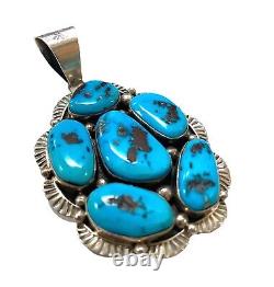 Navajo Made Sterling Silver Sleeping Beauty Turquoise Pendant Mary Ann Spencer