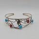 Navajo Made Sterling Silver Turquoise and Coral Cuff Bracelet Size 6.5, Signed